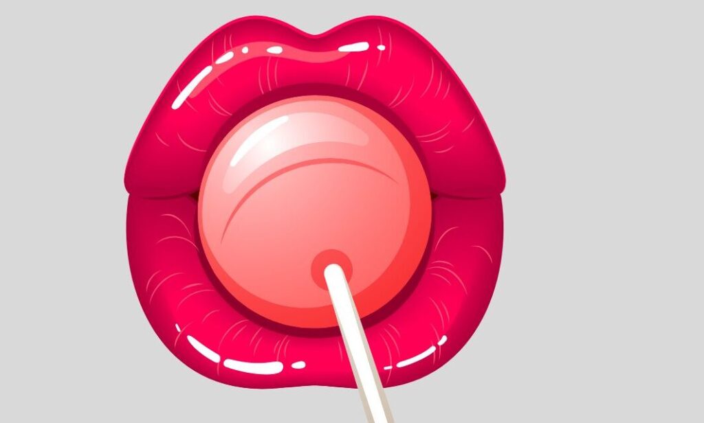 graphic of sucking a lollypop