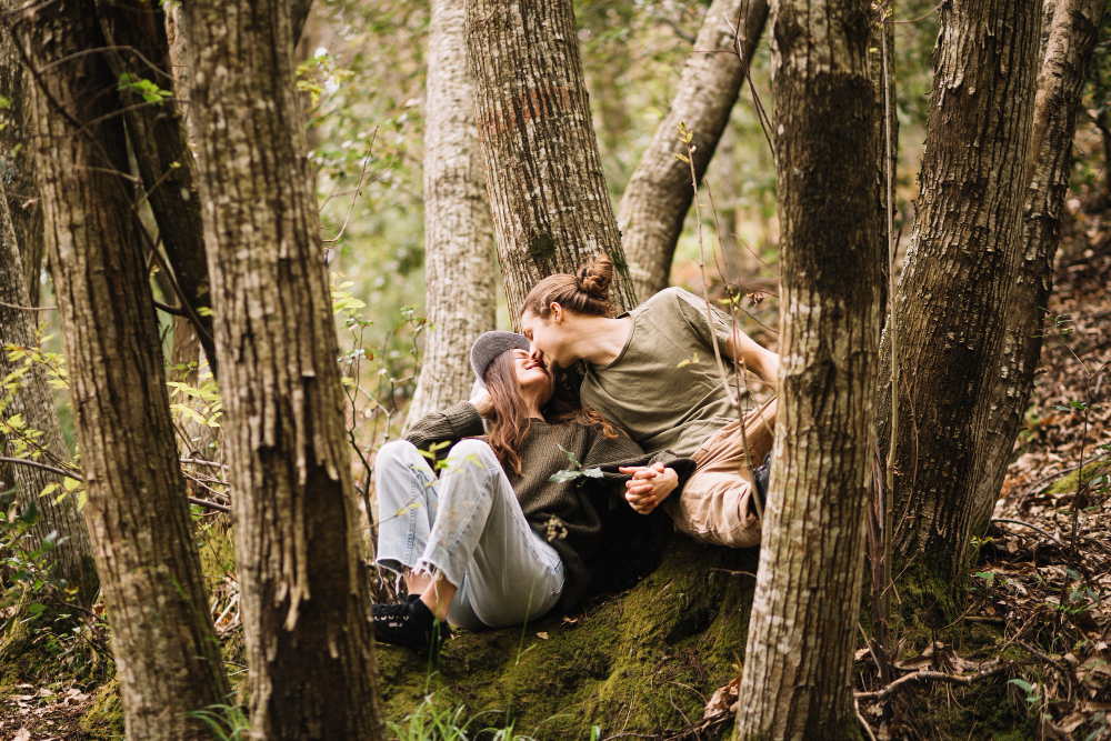 Couple Making Out In Forest